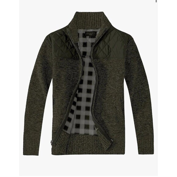 Gioberti Knitted Full Zip Cardigan Sweater w/ Soft Flannel Lining 2X Olive NEW - Picture 1 of 10